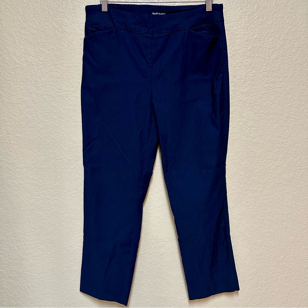 Hillary Radley Size Large Pull On Career Pants Stretch Cotton Office Ankle Black